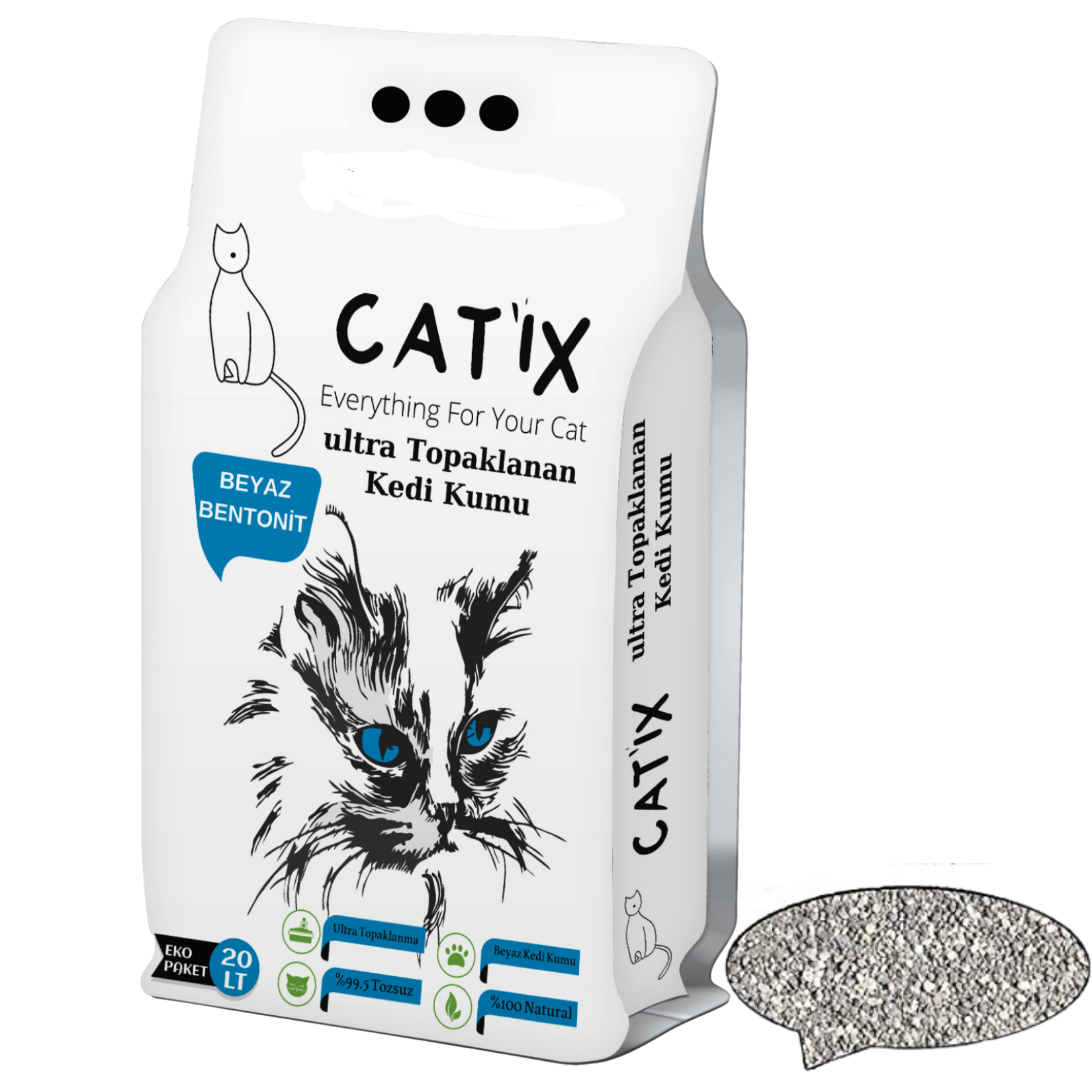 Catix Aktif Karbonlu bentonit kedi kumu 20 Lt