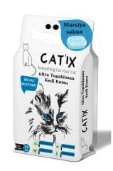 CATİX 20lt Beyaz Bentoint Marsilya Sabun Kokulu Ince Taneli Kedi Kumu Ultra Topaklanma