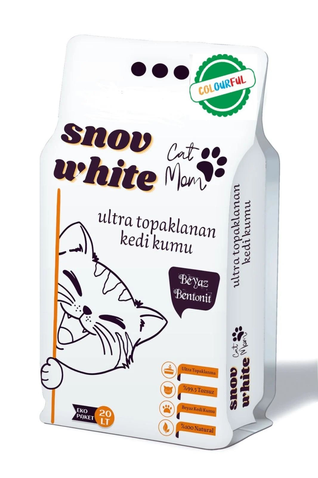 Snow White Colourful Ince Tane Eko 20 lt Kedi Kumu